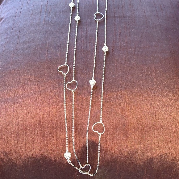 Silver tone rope heart charm necklace - Picture 1 of 5